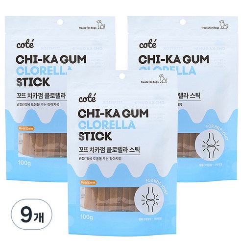 꼬뜨 치석 제거 치카껌, 클로렐라, 100g, 9개