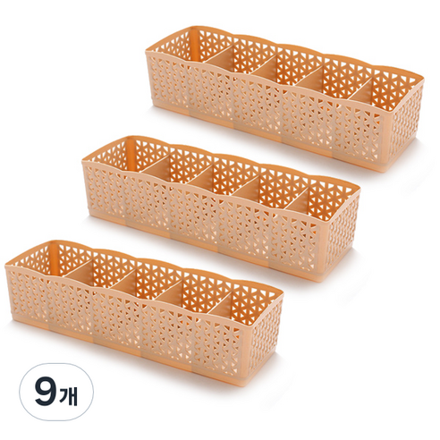 마켓감성 5칸 다용도 정리함, 베이지, 9개