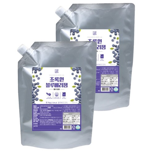초록원 블루베리잼 파우치형, 1kg, 2개