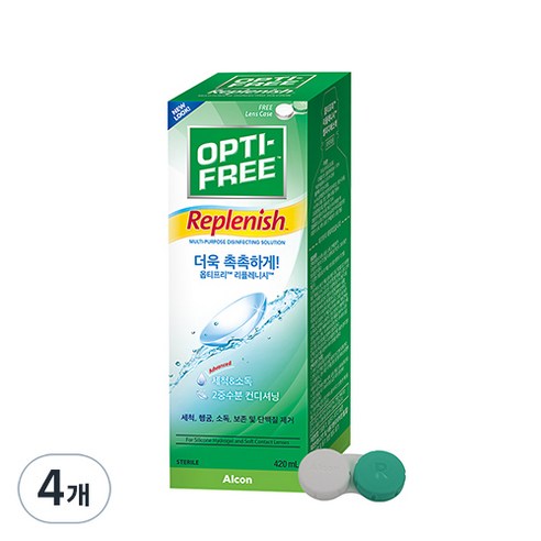 옵티프리 리플레니시 렌즈세정액 + 렌즈케이스 세트, 4개, 420ml