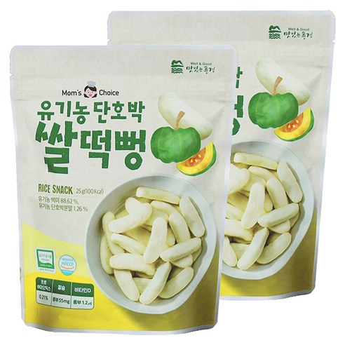 맛있는풍경 유아용 유기농 단호박 쌀떡뻥, 단호박맛, 25g, 2개