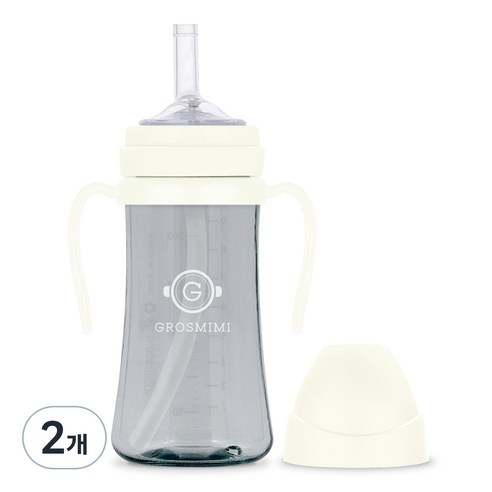 그로미미 PPSU 빨대컵 300ml, 2개, 화이트