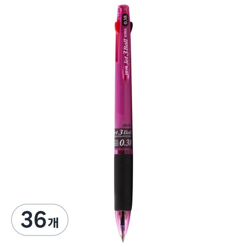 자바펜 초저점도 유성 3색볼펜 제트3볼 0.38mm, 퍼플, 36개