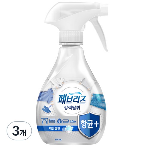 페브리즈 플러스 섬유탈취제, 370ml, 3개, 깨끗한향