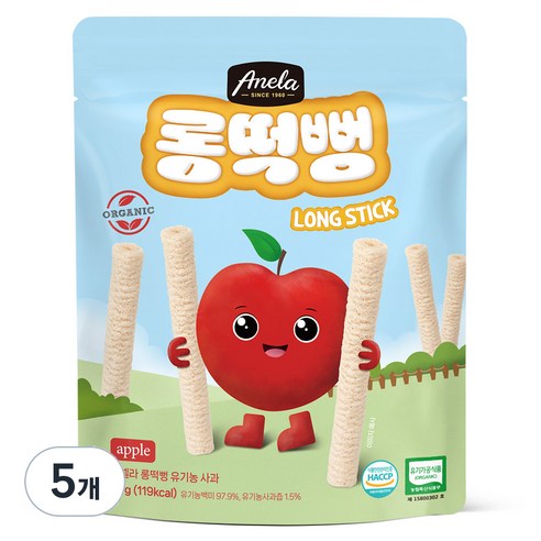 아넬라 유기농 롱떡뻥 사과 롱스틱, 사과맛, 30g, 5개