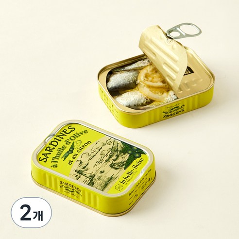라벨일루아즈 올리브오일과 레몬으로 절인 정어리, 115g, 2개