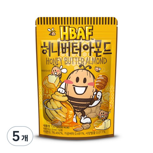 바프 허니버터 아몬드, 120g, 5개