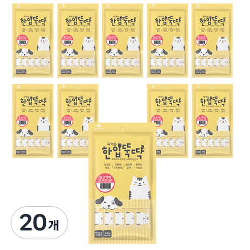 한입뚝딱 짜먹는 강아지 간식 닭고기와 고구마, 닭고기 + 고구마 혼합맛, 60g, 20개