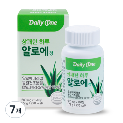 데일리원 상쾌한 하루 알로에정 알로에 베라 겔 120정, 72g, 7개