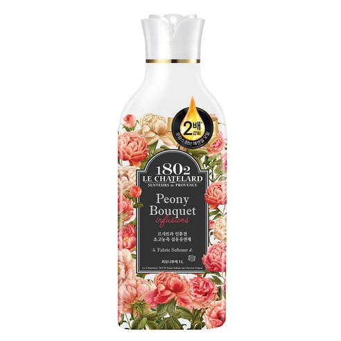 르샤트라1802 인퓨전 초고농축 섬유유연제 피오니부케향 본품, 1L, 1개