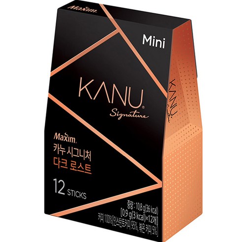 맥심 카누 시그니처 다크 로스트 미니 원두커피믹스, 0.9g, 12개입, 1개