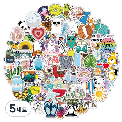 리빙홈디테일 캐리어 노트북 여행 방수 스티커 100p 세트, 타입B, 5세트
