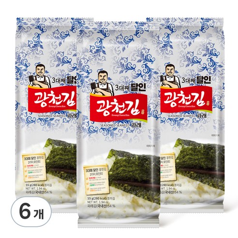 광천김 3대째 달인 재래 조각김, 55g, 6개