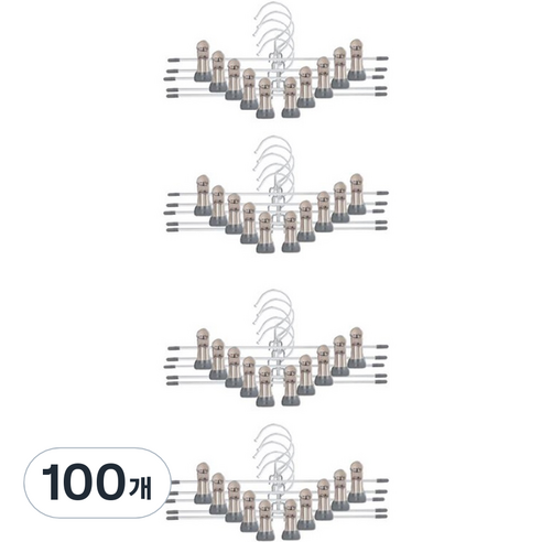 볼매다움 논슬립 집게 PVC 치마 바지걸이, 그레이, 100개