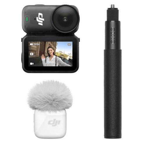 DJI Osmo Nano 브이로그 콤보 액션캠 64GB 송신기, 단일 색상(액션캠, 셀피 스틱), 아크틱 화이트(마이크)