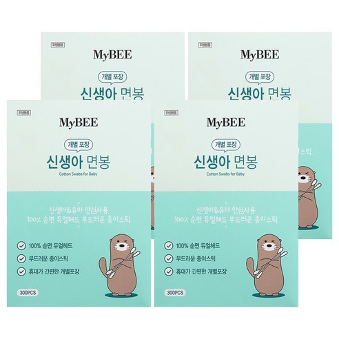마이비 신생아 면봉, 300개입, 4개