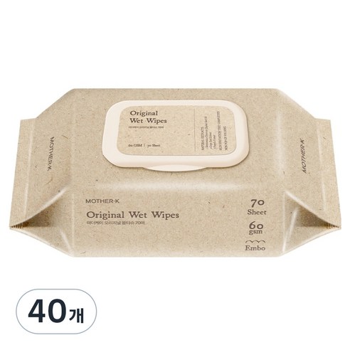 마더케이 오리지널 물티슈 캡형, 60g, 70매, 40개
