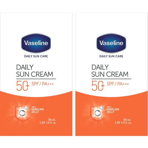 바세린 데일리 선크림 SPF50+ PA+++, 50ml, 2개
