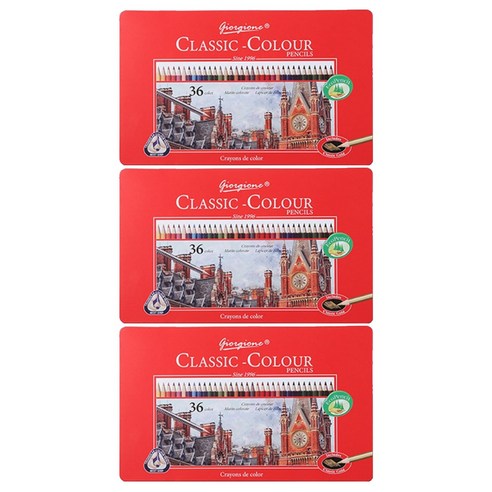 조르조네 클래식 삼각 그립 유성 색연필, 36색, 3세트