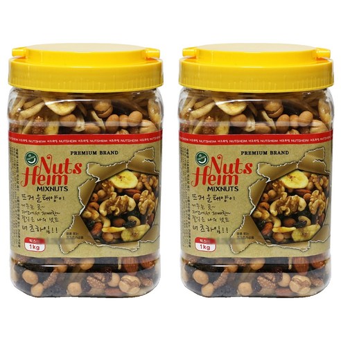 웰넛 자연두레 너츠하임 믹스넛 레드 용기, 1kg, 2개