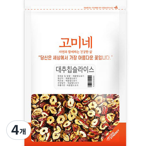 고미네 대추칩 슬라이스, 4개, 250g
