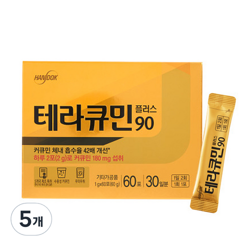 테라큐민 플러스90 나노화 커큐민 파우더 분말 강황밥 수용성 커큐민, 60g, 5개