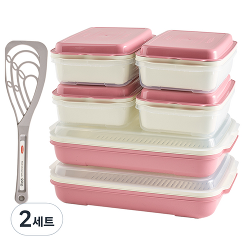 이지앤프리 한상채반 다용도 보관 용기 세트, 2세트