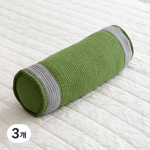 사랑예감 순면 피그먼트 바이오칩 원형 베개, 연두, 소(32 x 9 cm), 3개