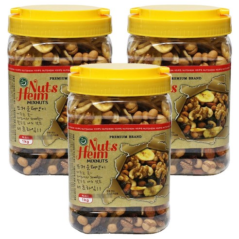 웰넛 자연두레 너츠하임 믹스넛 레드 용기, 1kg, 3개