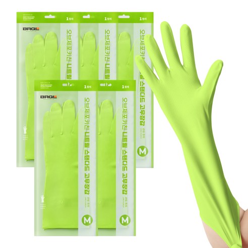 브릭글로 안찢어지는 니트릴 고무장갑 오브제포키친, 라임펀치, 중(M), 5세트