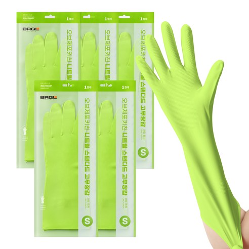 브릭글로 안찢어지는 니트릴 고무장갑 오브제포키친, 라임펀치, 소(S), 5세트
