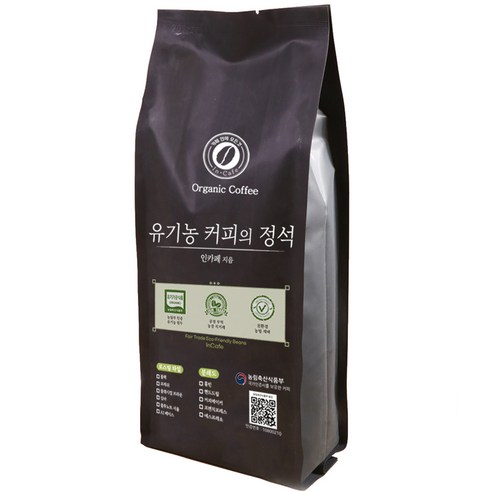 인카페 공정무역 친환경 유기농 스페셜티 커피의 정석 원두 올가닉심야, 1kg, 1개, 홀빈(분쇄안함)
