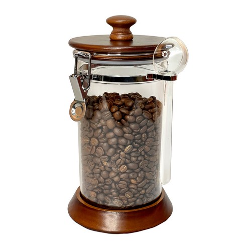카페리아 나무/아크릴 1000ml 커피보관용기, 혼합색상 1개 밀폐저장