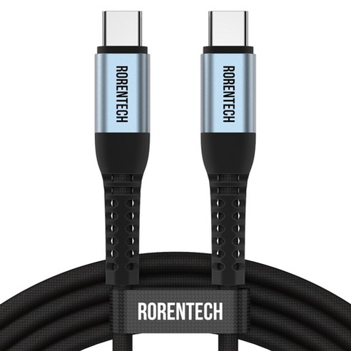 로랜텍 초고속 충전케이블 C to C PD 60W, 1.2m, 실버블랙