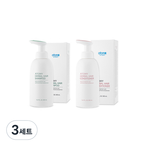 애터미 한방 샴푸 500ml + 한방 헤어컨디셔너 500ml 세트, 3세트