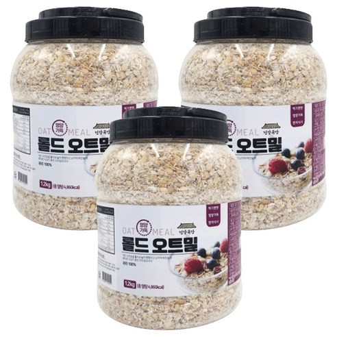 건강곡간 영양가득 롤드오트밀 통, 1.2kg, 3개