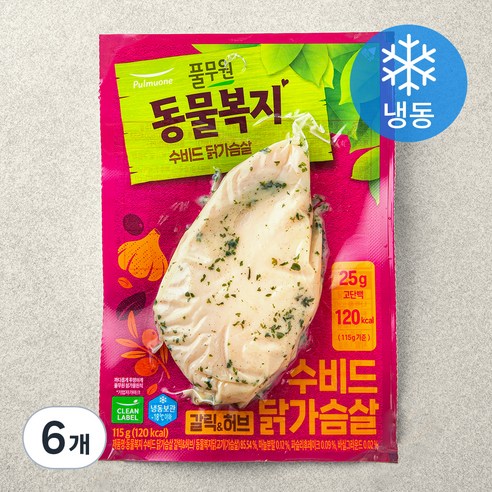 지구식단 동물복지 수비드 닭가슴살 갈릭&허브 (냉동), 115g, 1개입, 6개
