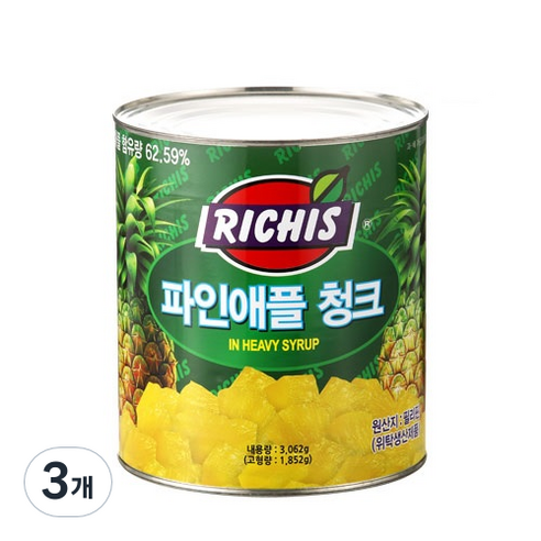 (주)동서 파인애플청크 캔, 3062g, 3개