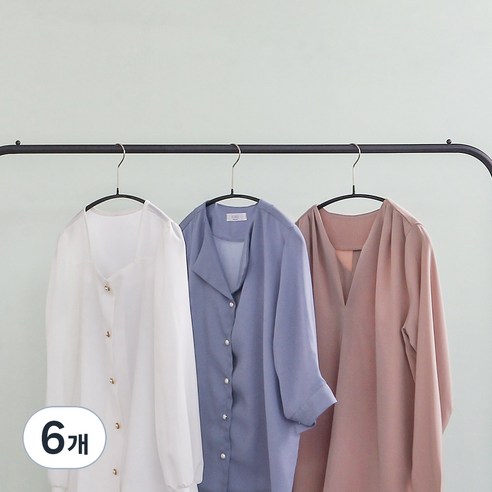 마와 논슬립 이코노믹 옷걸이 40P 라운드, 블랙, 6개