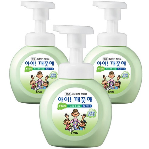   아이깨끗해 향균 거품 핸드솝 청포도, 3개, 250ml