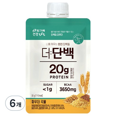 빙그레 더단백 파우더 곡물, 32g, 6개