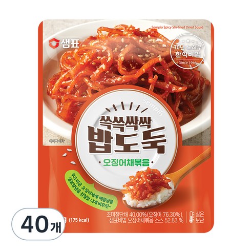 샘표 쓱쓱싹싹 밥도둑 오징어채볶음, 60g, 40개