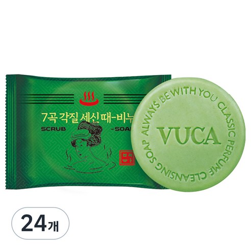 뷰카 7곡 뽀득뽀득 각질 세신 때비누 프레쉬향, 100g, 24개