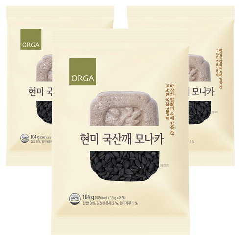올가홀푸드 현미 국산깨 모나카, 104g, 3개