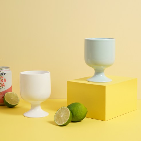 보울보울 국산 볼볼홈파티 고블렛잔 400ml, 밀크화이트+스카이블루, 2개