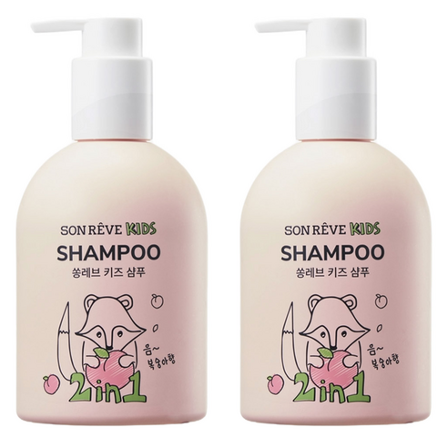 쏭레브 키즈 샴푸 2 in 1 피치코코향, 300ml, 2개