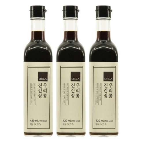 올가홀푸드 우리콩 진간장, 420ml, 3개