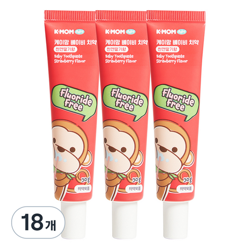 케이맘 베이비 무불소 치약 딸기향, 30g, 18개