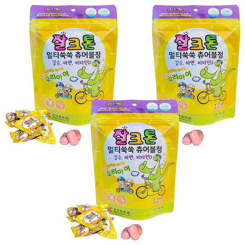 조아제약 유아용 잘크톤 멀티쑥쑥 츄어블정 포도맛, 15정, 3개