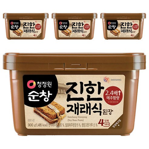 청정원순창 진한 재래식 집된장, 900g, 4개